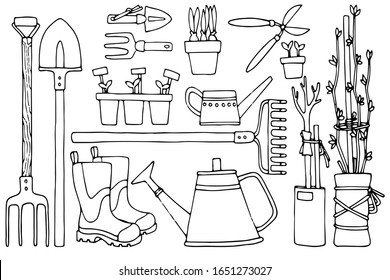 Garden tool sketch stock photos and pictures