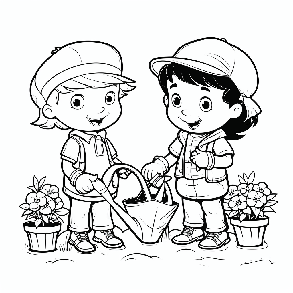 Gardening coloring pages