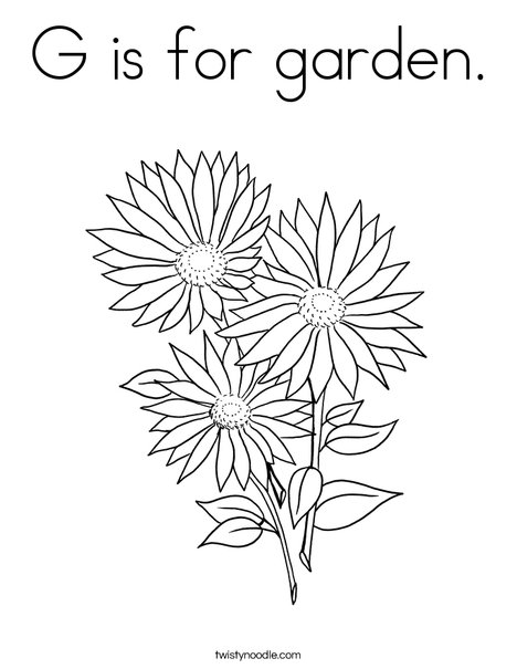 G is for garden coloring page