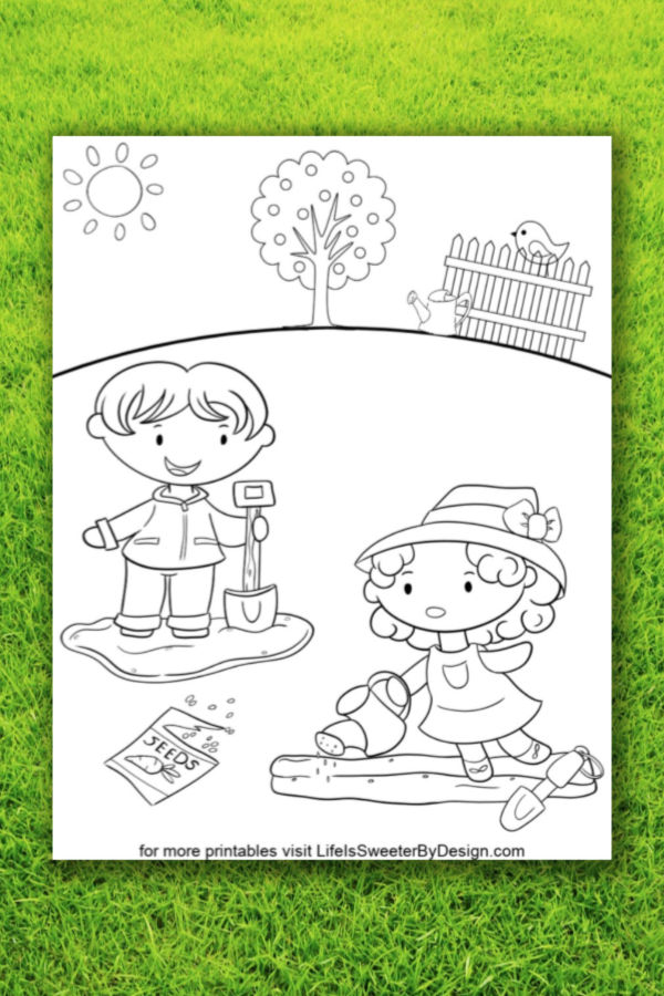 Gardening coloring page