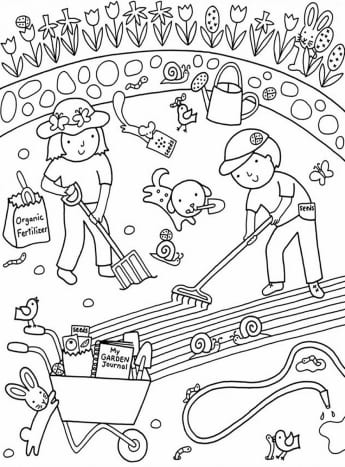 Kids gardening coloring pages free colouring pictures to print