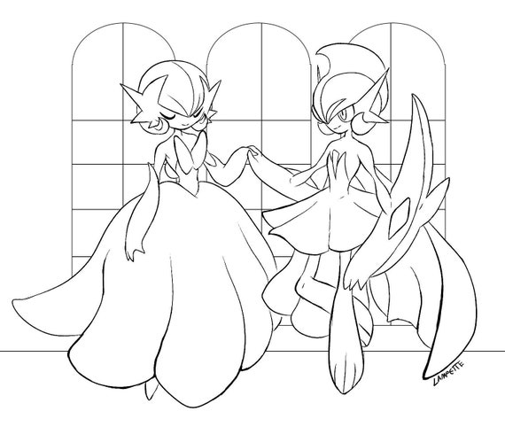 Shall we dance gardevoir and gallade coloring page instant download