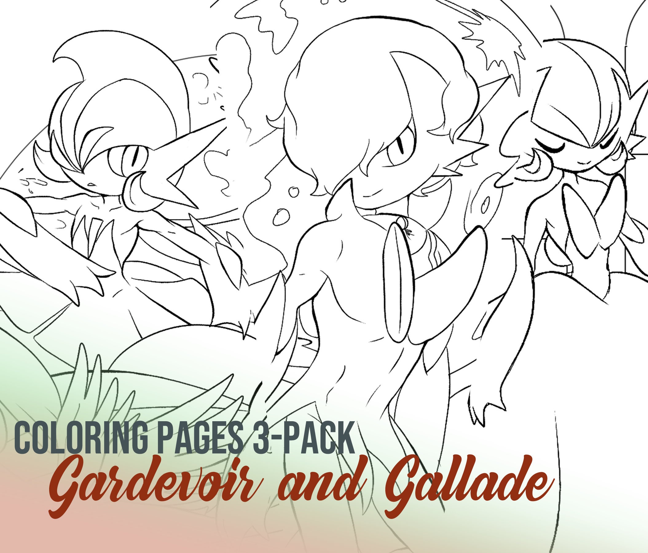 Pokemon gardevoir and gallade coloring pages pack