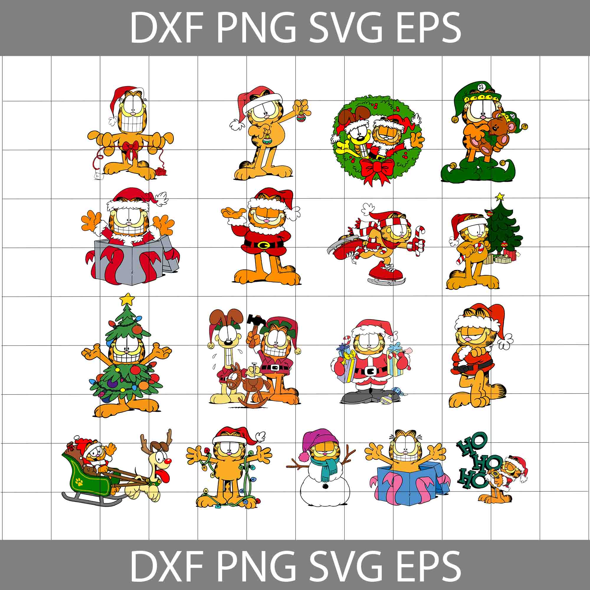 Garfield christmas svg bundle cartoon svg christmas svg gift svg cricut file clipart svg png eps dxf