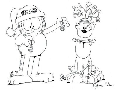 Garfield christmas original ic art on card stock