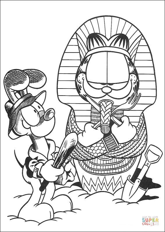 Garfield is the egyptian pharaoh coloring page free printable coloring pages