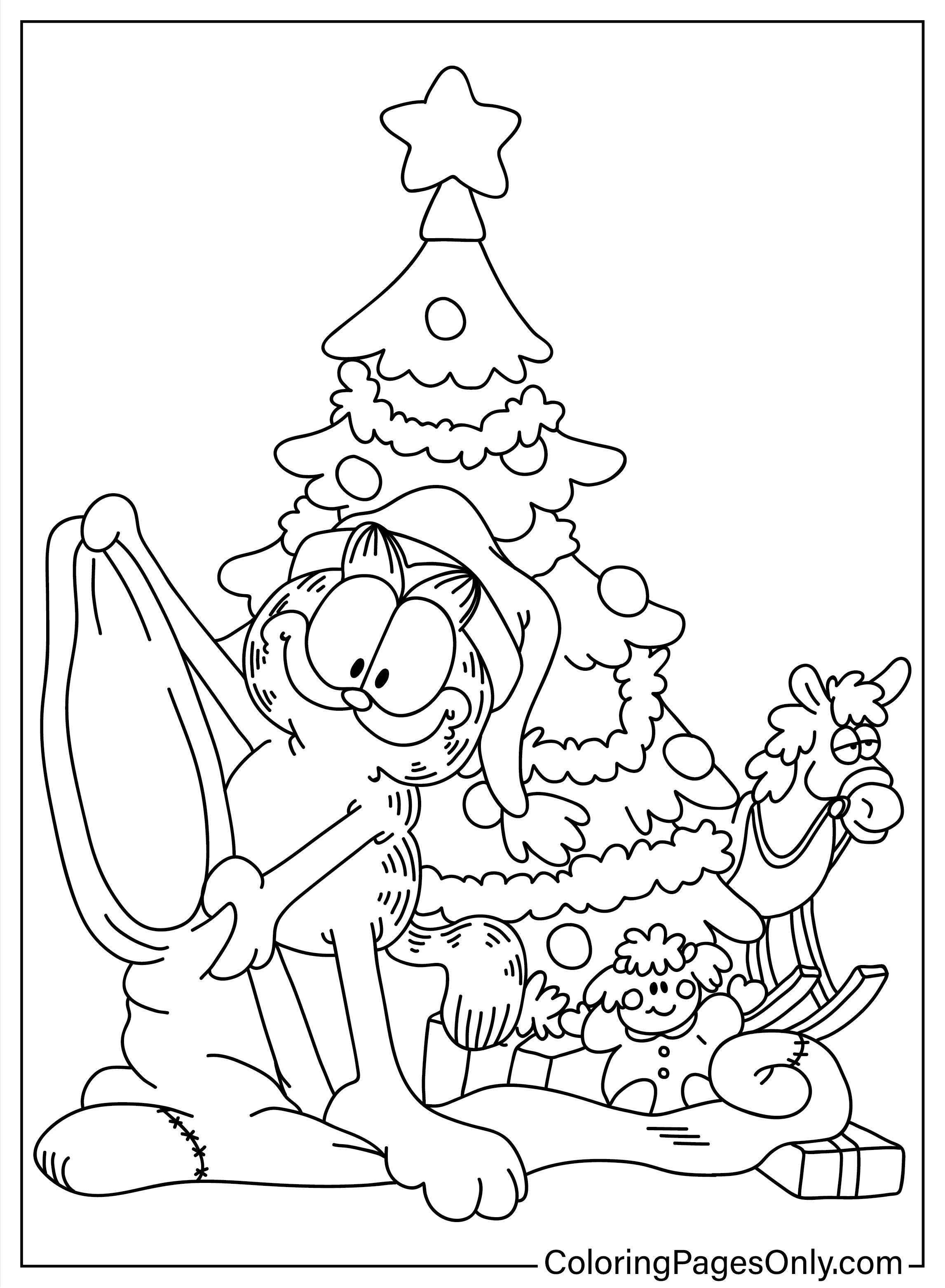 Christmas garfield coloring page