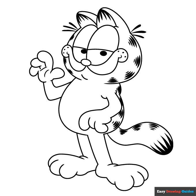 Garfield coloring page easy drawing guides