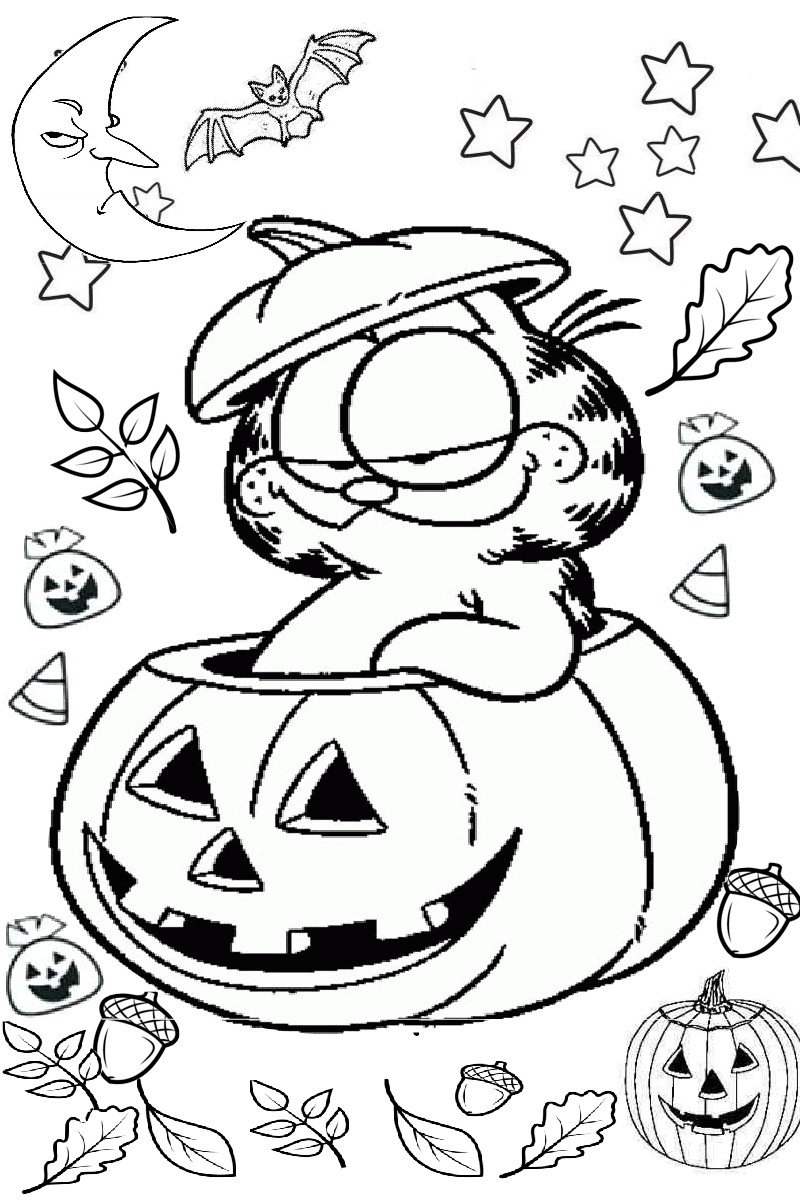 Coloring pages new garfield coloring pages on halloween