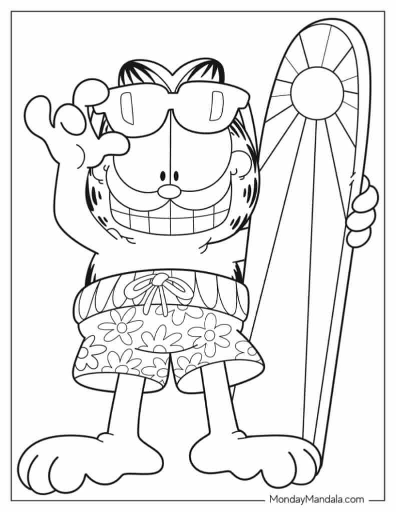 Garfield coloring pages free pdf printables