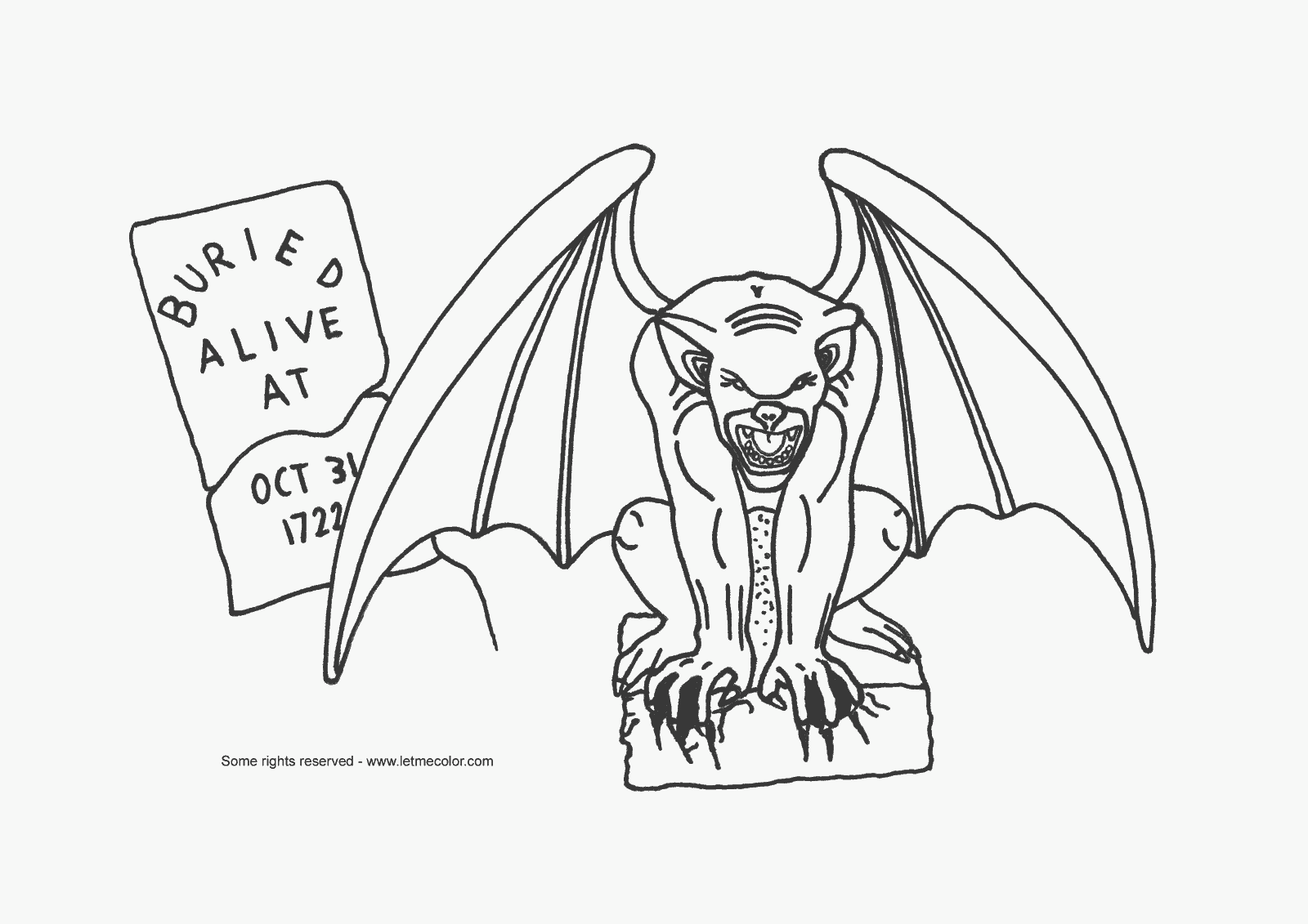 Halloween gargoyle coloring picture