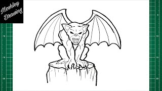 How to draw a gargoyle step by step