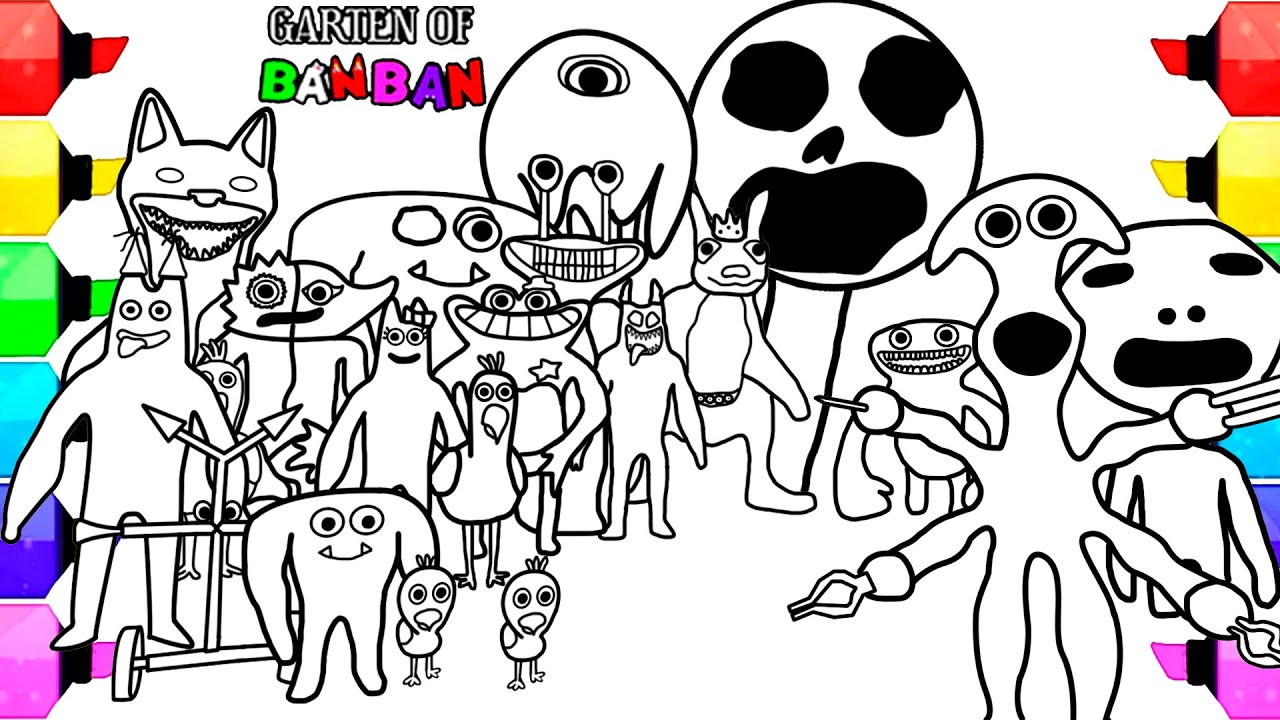 Garten of banban new coloring pages how to color all monsters from the game garten of banban