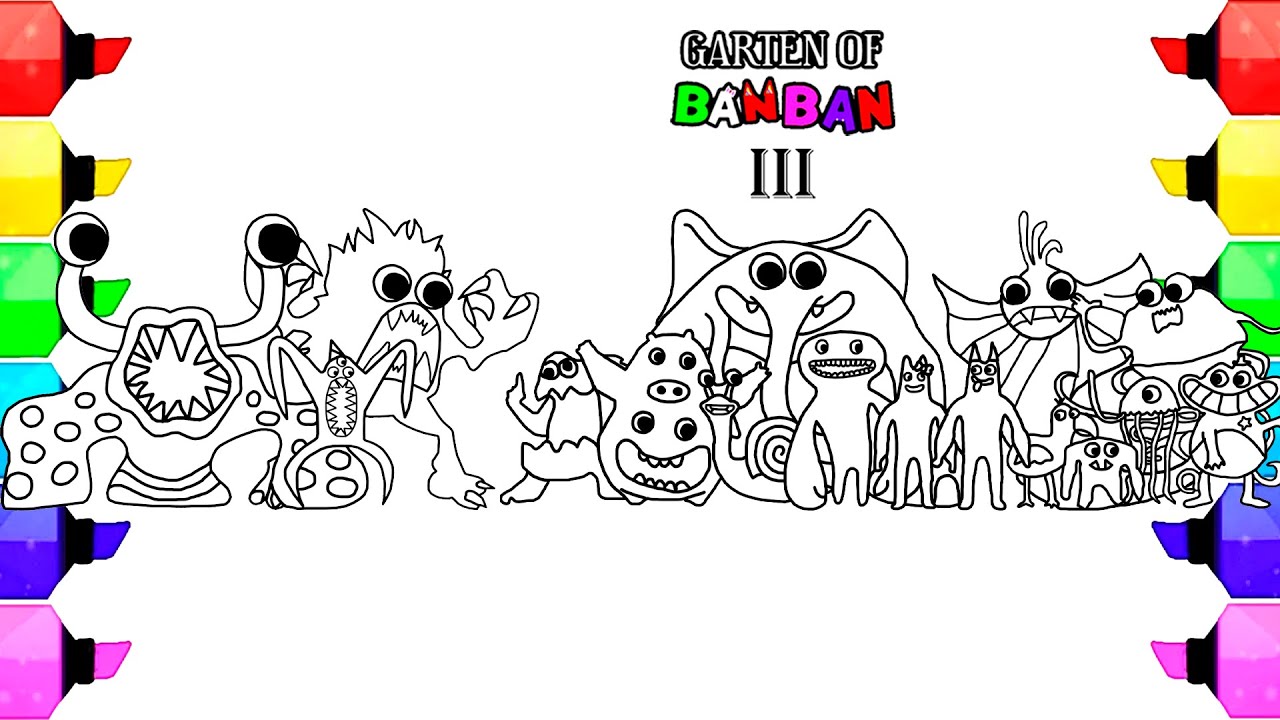 Garten of banban new coloring pages how to color all monsters cartoon