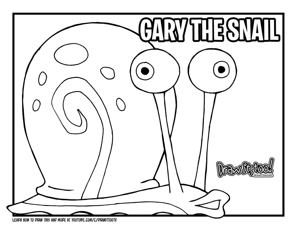 How to draw gary the snail spongebob squarepants drawing tutorial