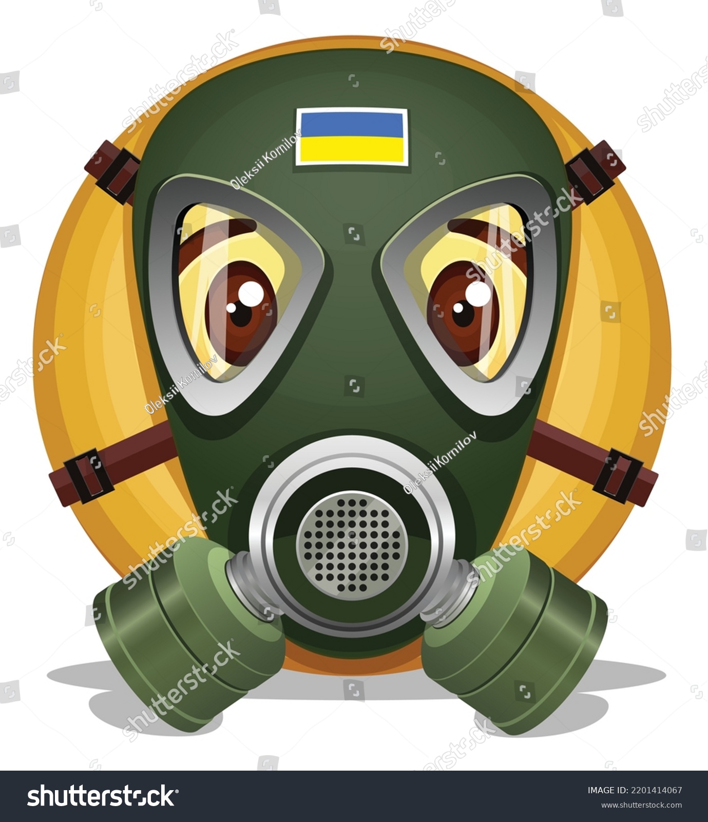 Emoji face wearing gas mask flag stock vector royalty free