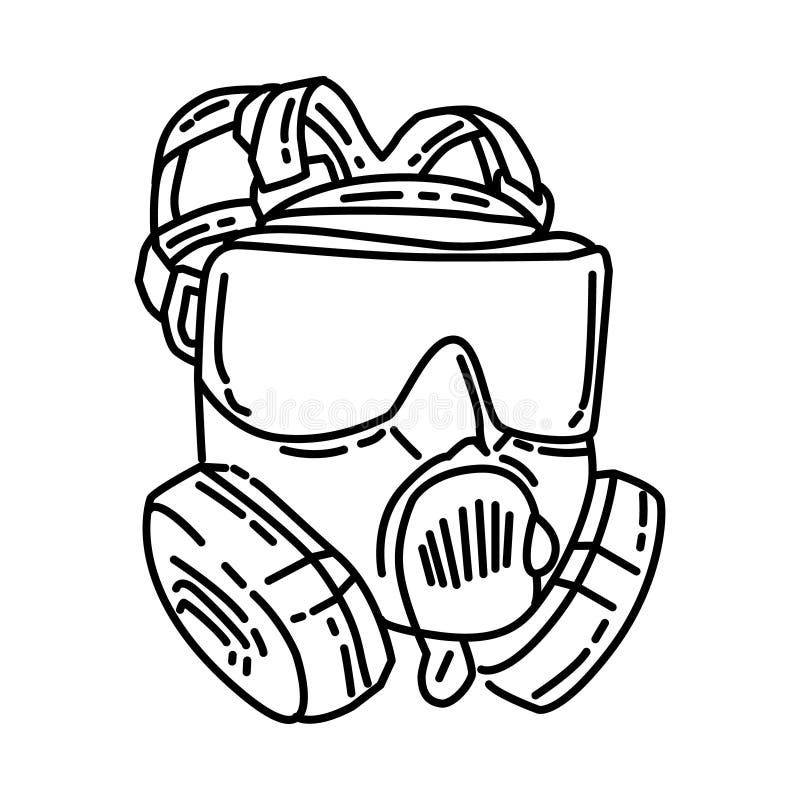 Air force gas mask icon doodle hand drawn or outline icon style stock vector