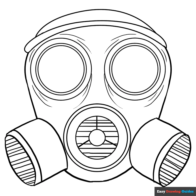 Gas mask coloring page easy drawing guides