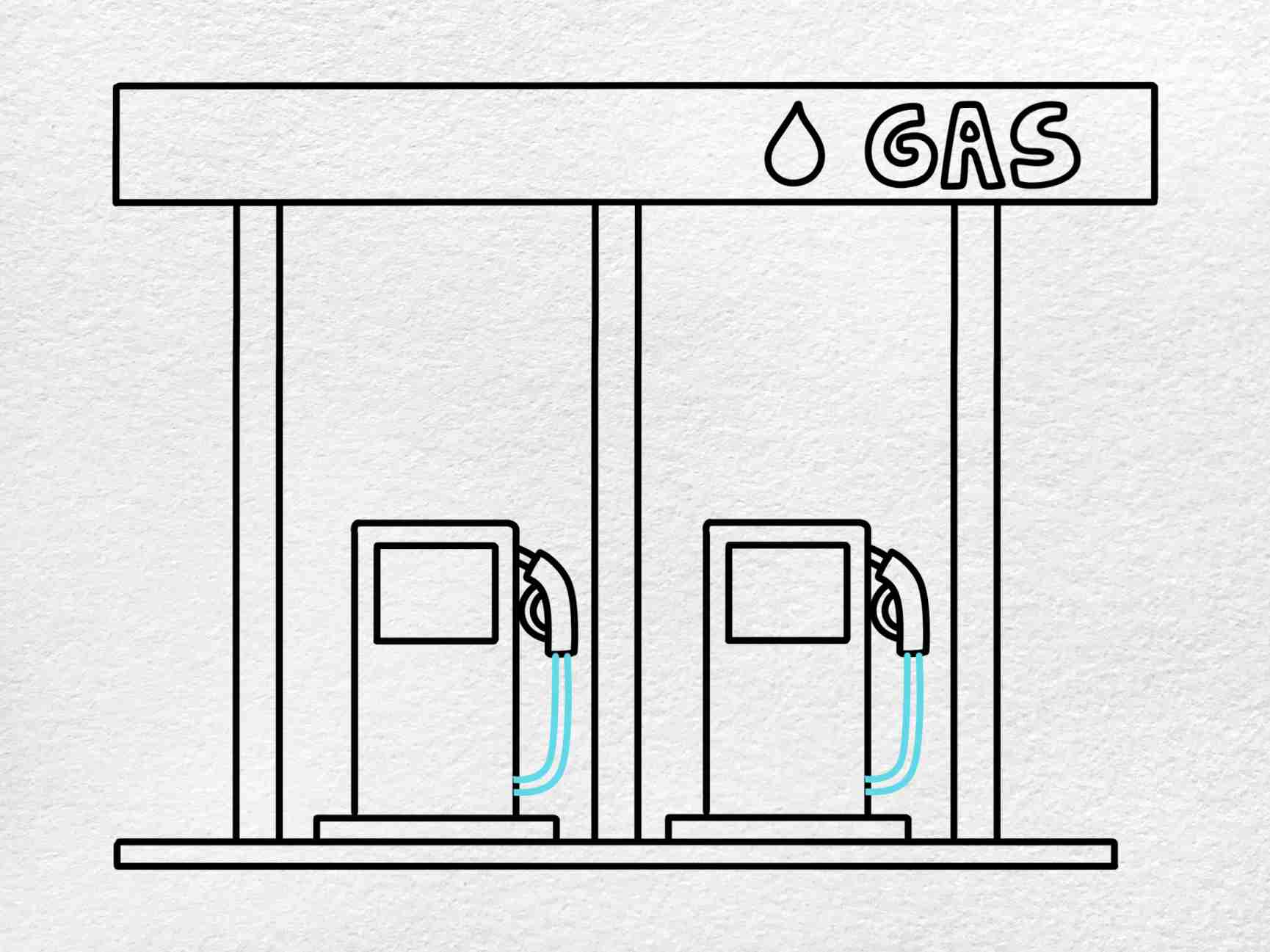 How to draw a gas station