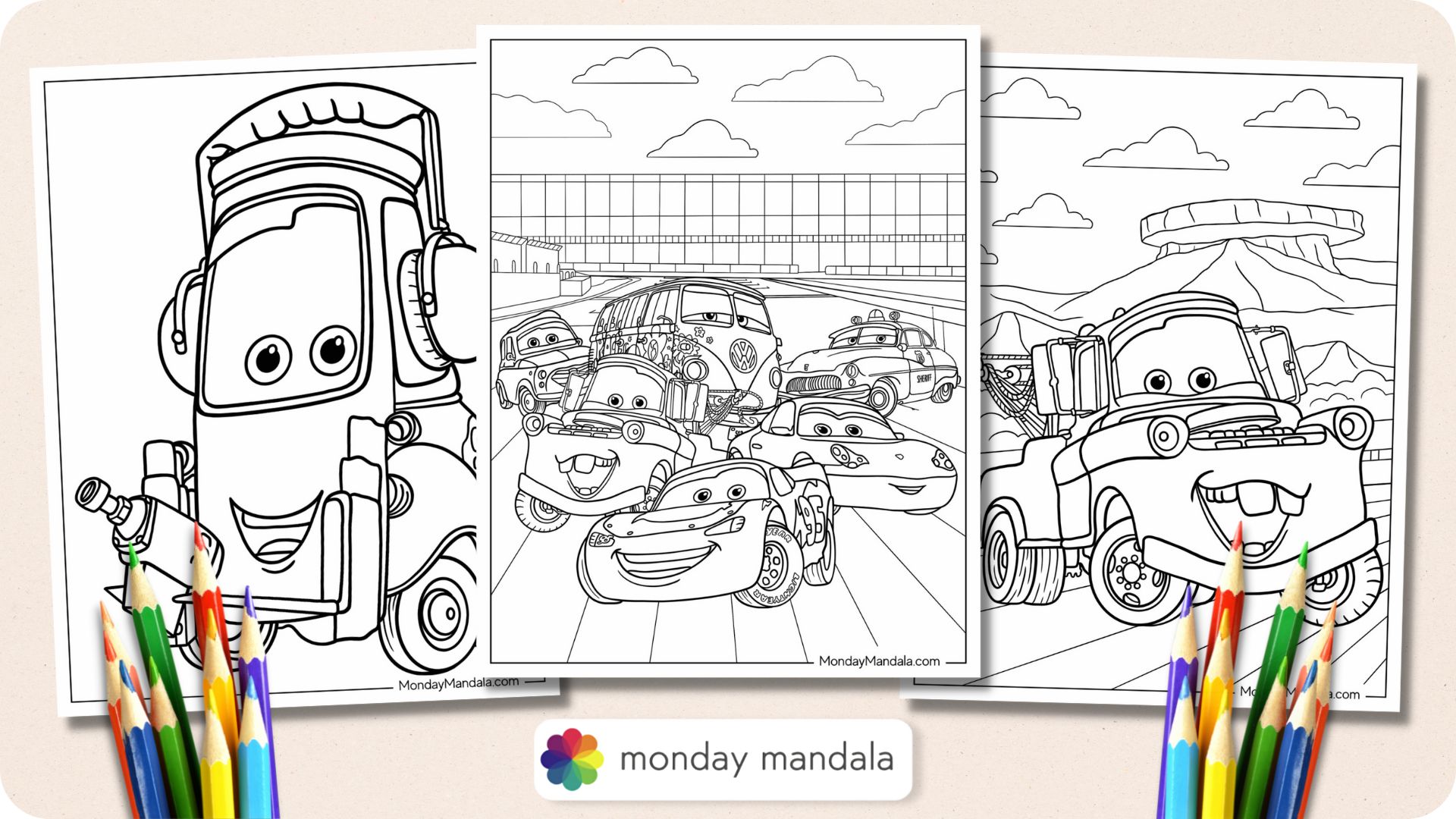 Disney cars coloring pages free pdf printables