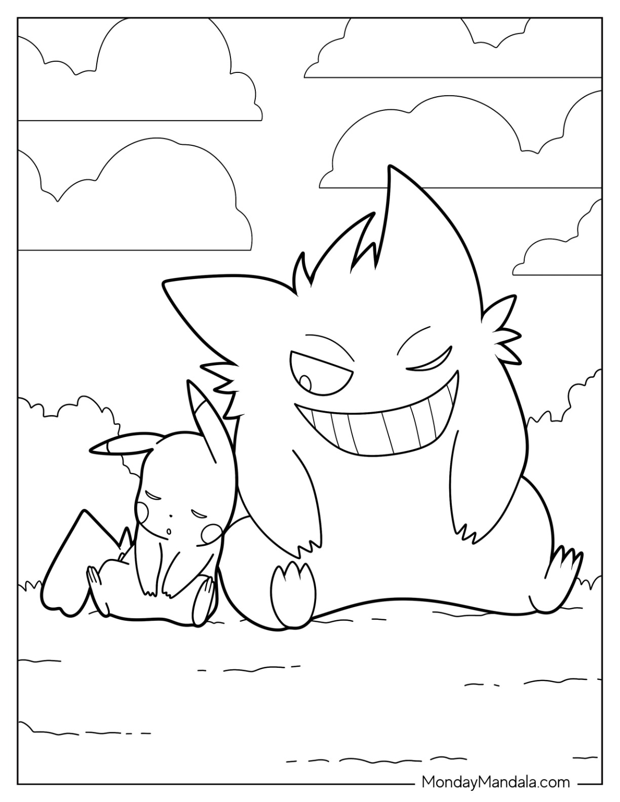 Gengar coloring pages free pdf printables