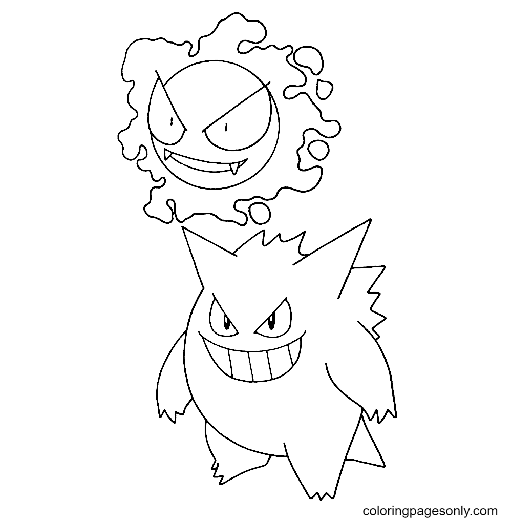 Gengar coloring pages printable for free download