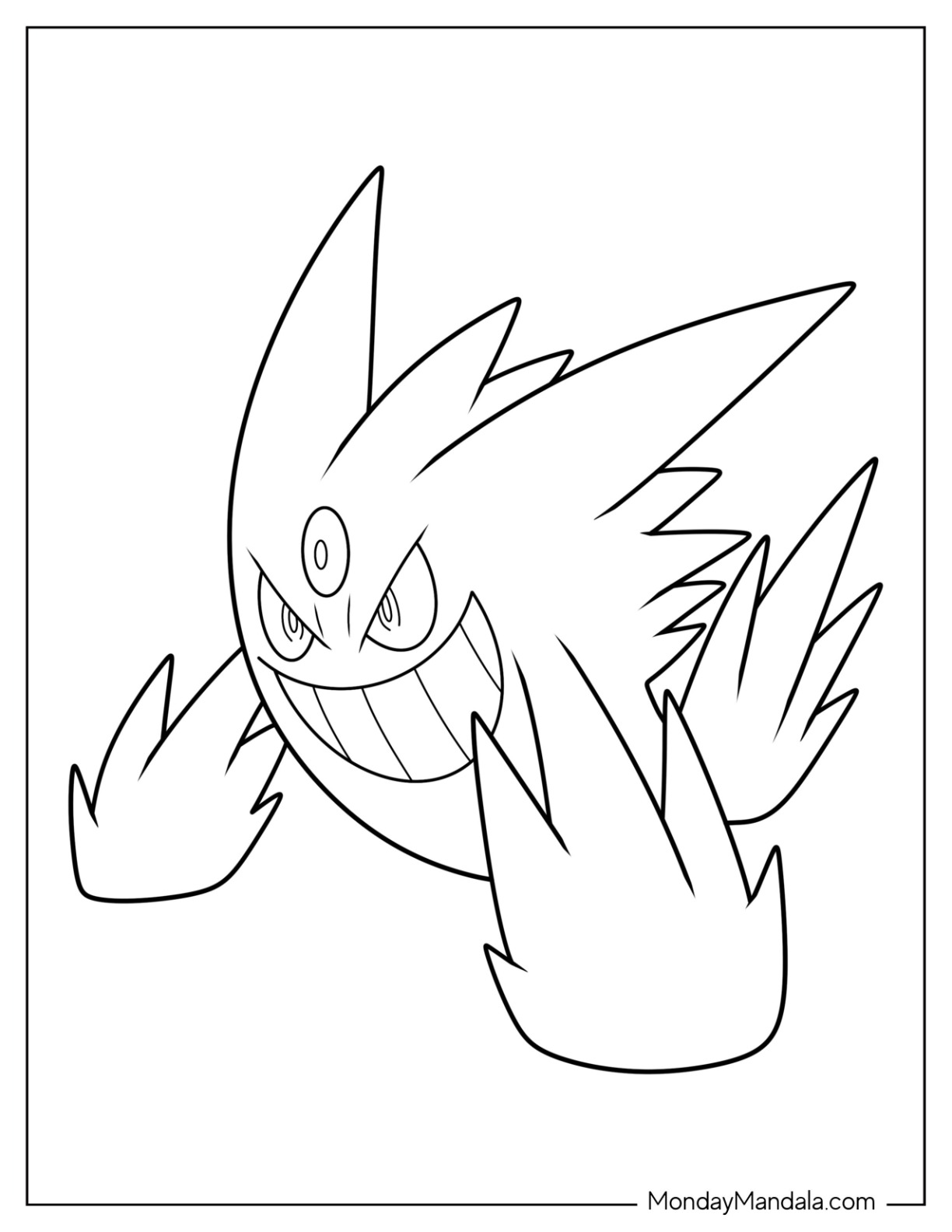 Gengar coloring pages free pdf printables