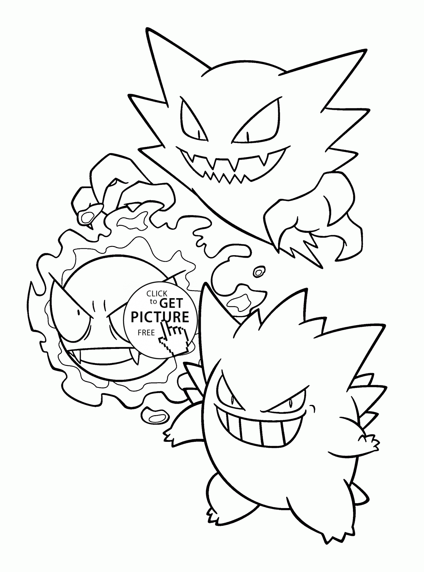 Pokemon gastly evolution coloring pages for kids pokemon characters printables free