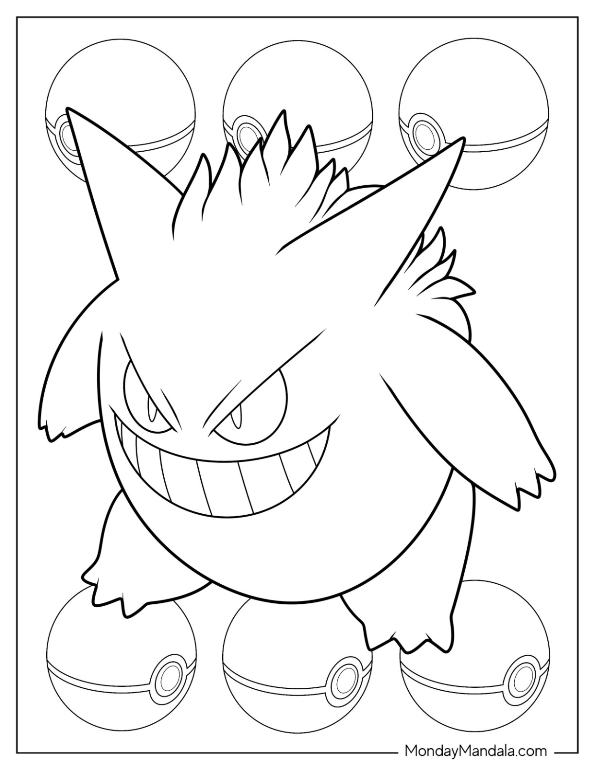 Gengar coloring pages free pdf printables