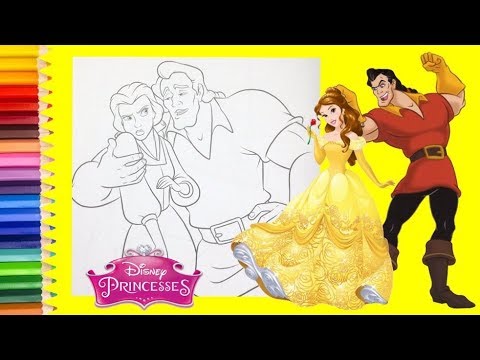 Coloring disney princess belle and gaston