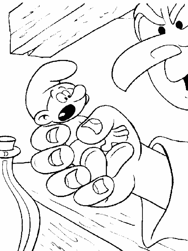 Desenho de gargamel capturando smurf para colorir