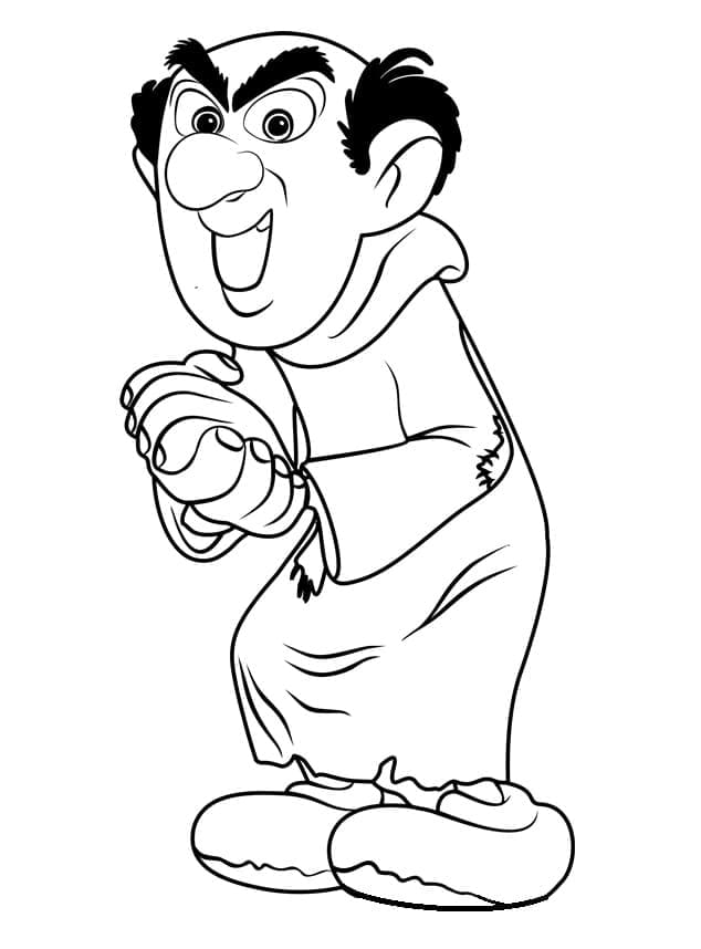 Gargamel and cat coloring page