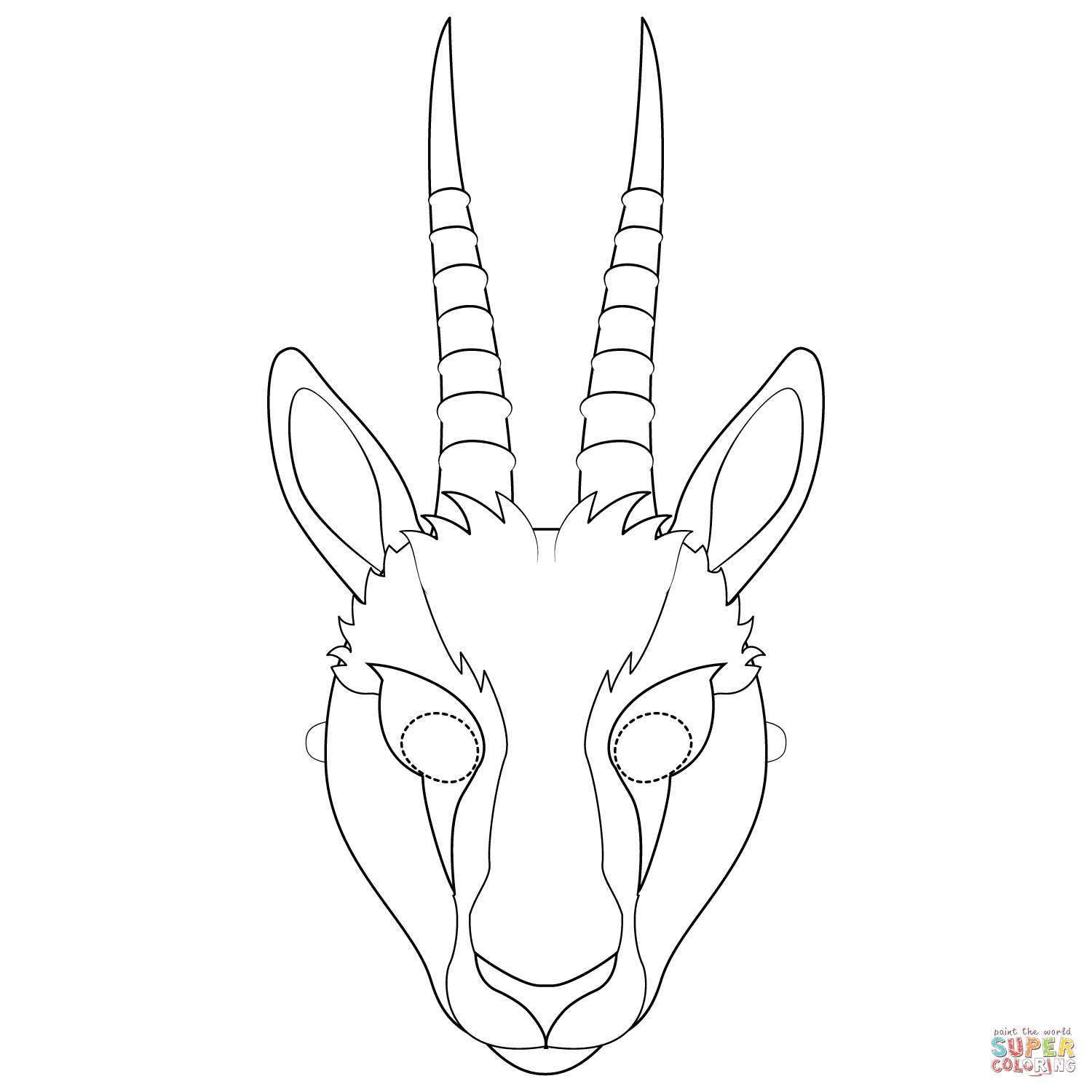 Gazelle mask coloring page free printable coloring pages