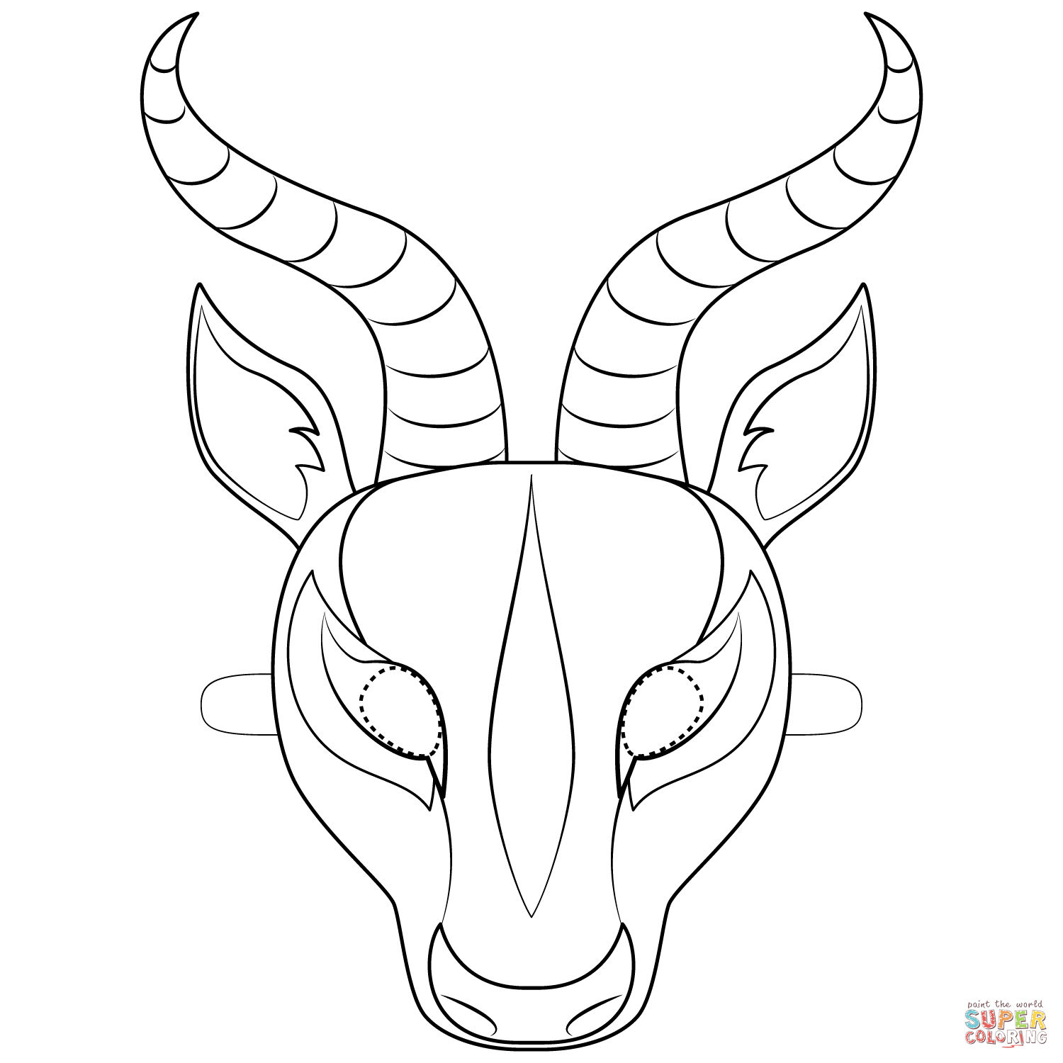 Antelope mask coloring page free printable coloring pages