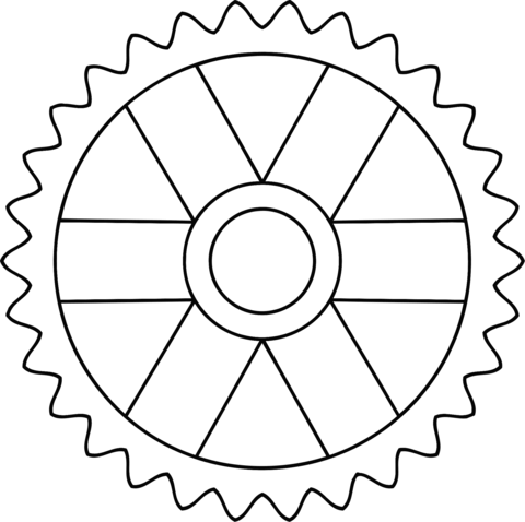 Tooth gear with rectangular spokes coloring page free printable coloring pages