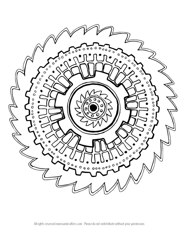 Gears mandala coloring page