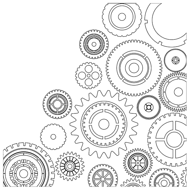 Premium vector gears and cogs coloring pages