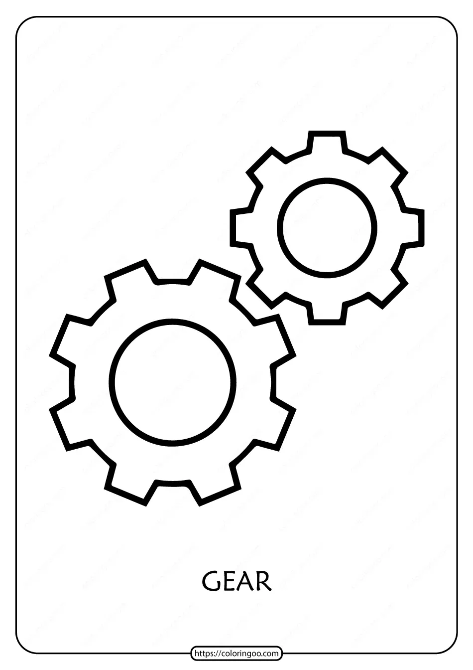 Free printable gear outline pdf coloring page gear drawing coloring pages robots drawing