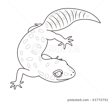 Leopard gecko character illustration coloring page