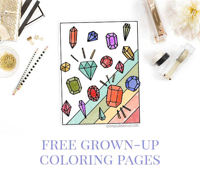 Free gemstones coloring page