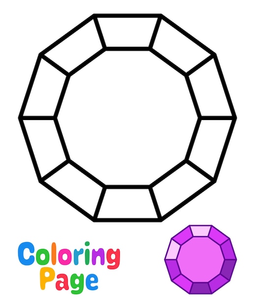 Premium vector coloring page with gemstone for kids