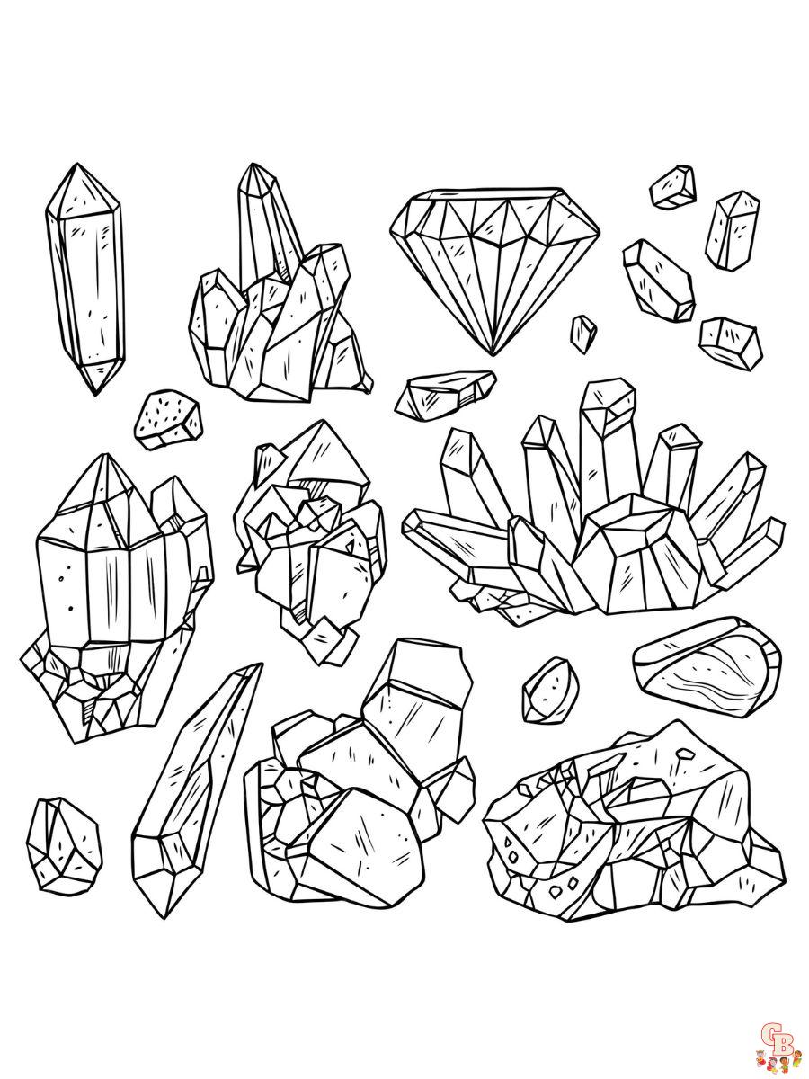Printable crystals coloring pages free for kids and adults