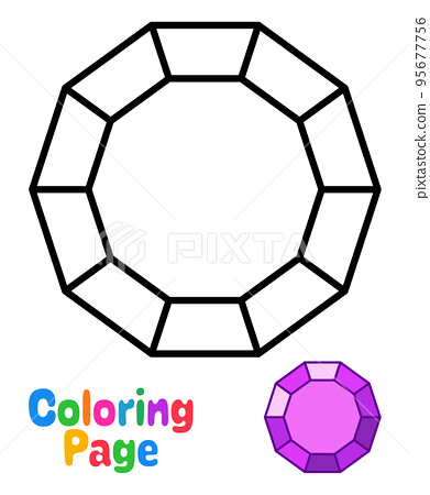 Coloring page with gemstone for kids