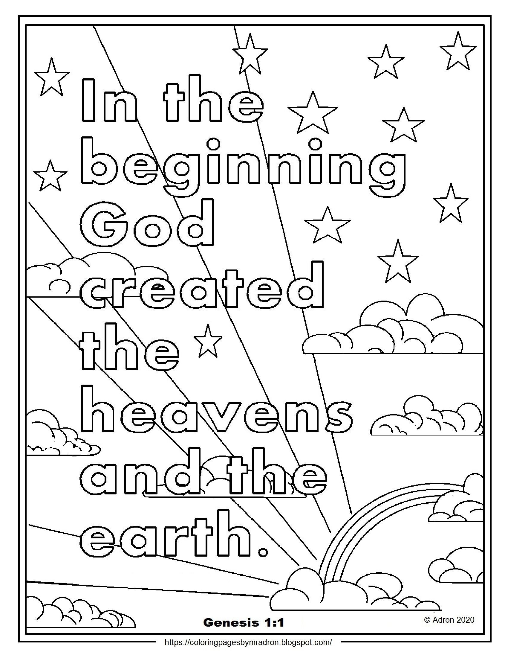 Free print and color page for genesis bible verses for kids preschool bible lessons sunday school coloring pages