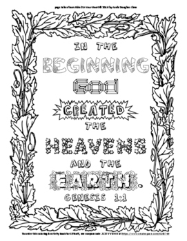 Genesis coloring page and word puzzles by annie lima tpt