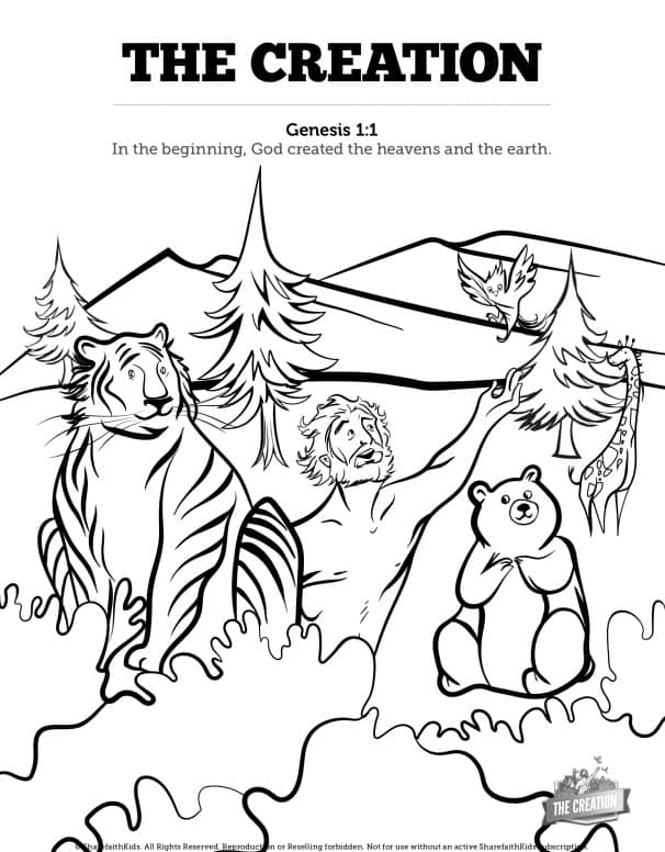 The creation story sunday school coloring pages â