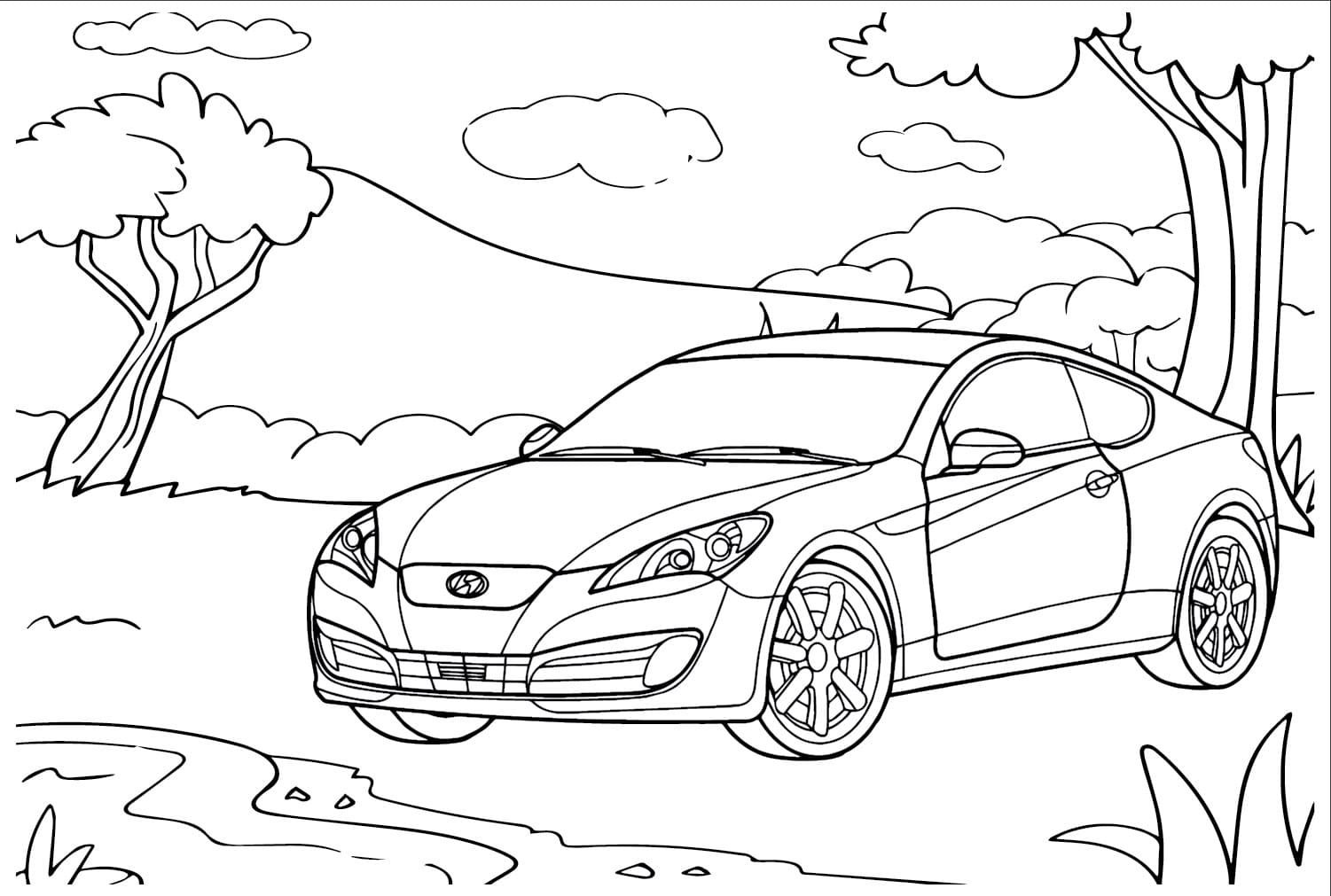 Nice hyundai car coloring page