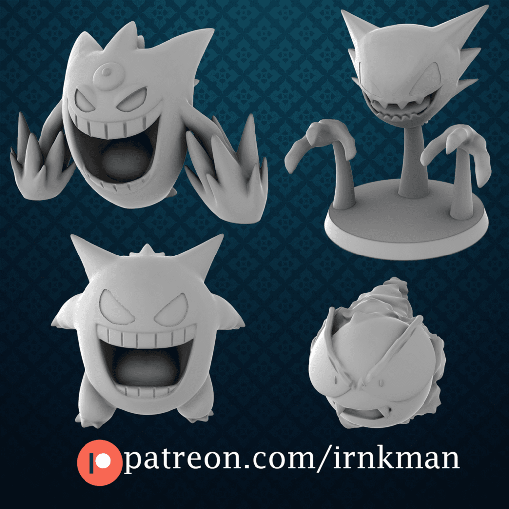 Free stl file gastly haunter gengar mega gengar pokemon mm true scale series ðãd printable model to downloadãcults