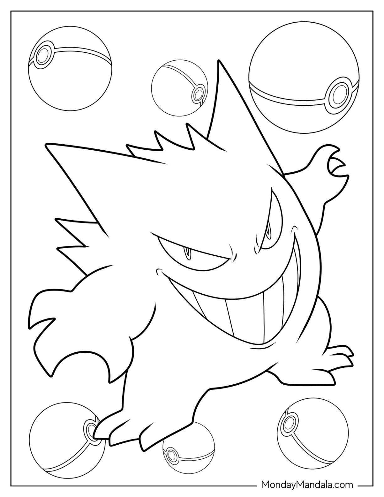 Gengar coloring pages free pdf printables