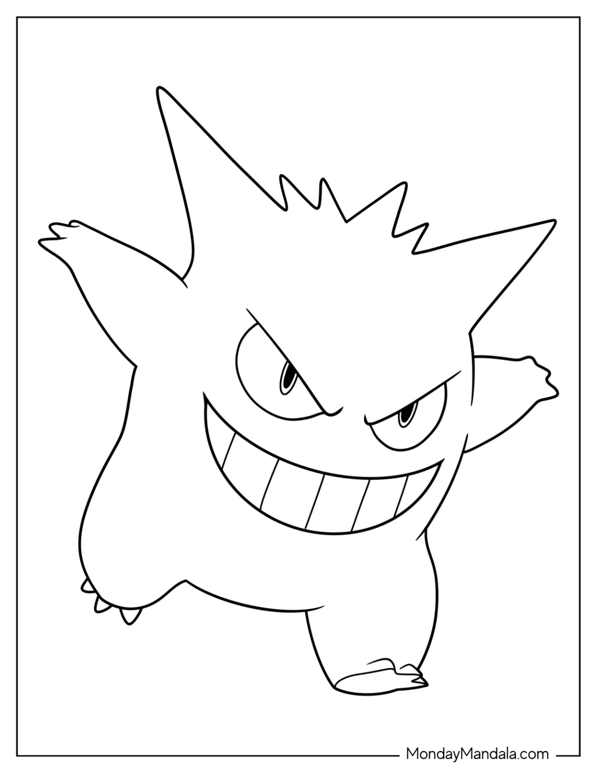 Gengar coloring pages free pdf printables